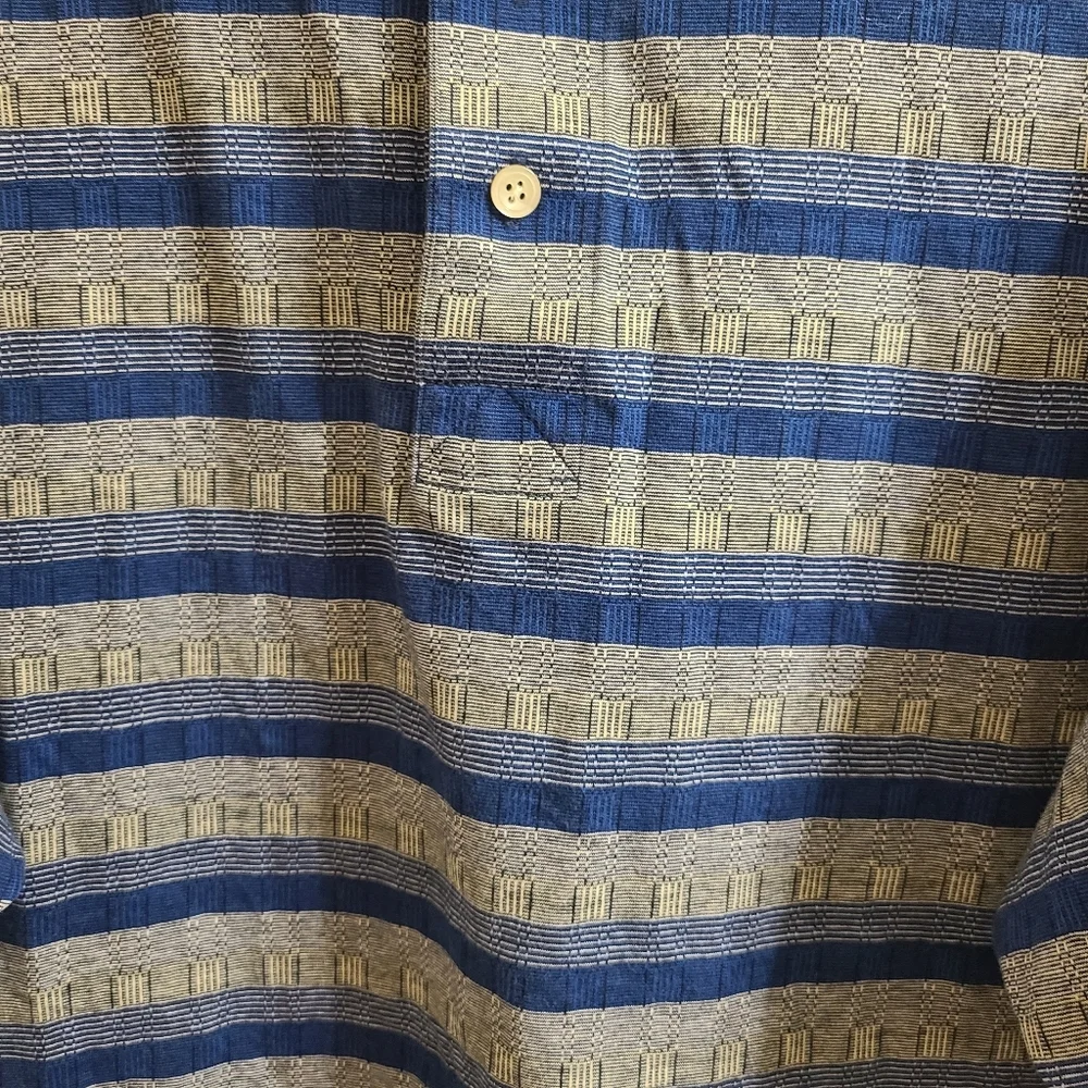 Greg Norman Collection Mercerized Cotton Striped Shark Logo Golf Polo Shirt XL - Picture 3 of 5